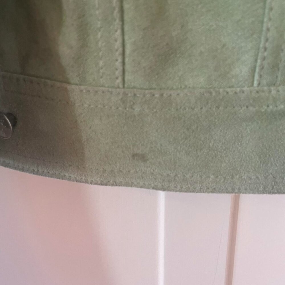 90s Vintage Green Suede Cropped Jacket - Picture 7 of 8